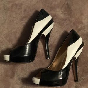 black and white heels